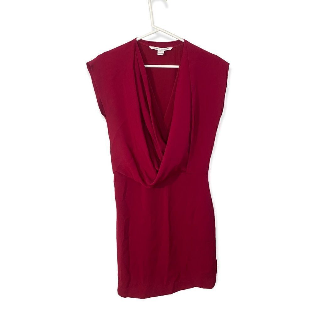 DVF Reara Silk Draped Cowl Neck Sleeveless Dress